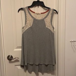 Grey Tank with lace back